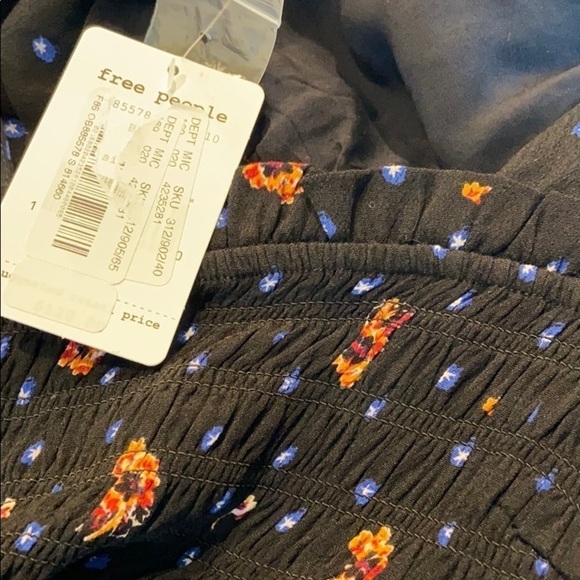 Free People two faces smocked floral dress S NWT black - Picture 5 of 5